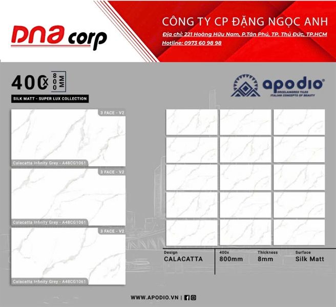 40x80 A48CG1061 Gạch ốp tường, lát sàn trắng khói