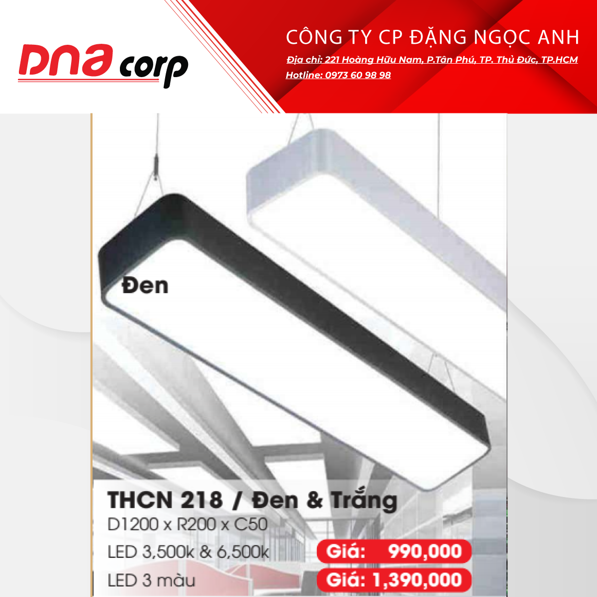  Đèn thả công nghiệp THCN 218 / Đen & Trắng 