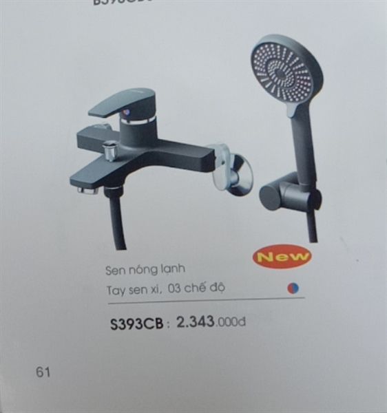 Củ sen Caesar NL S393CB - đen ( tay sen xi, 3 chế độ )