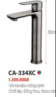 Vòi lavabo nóng lạnh ca_334XC nano xám cary, cao 30cm