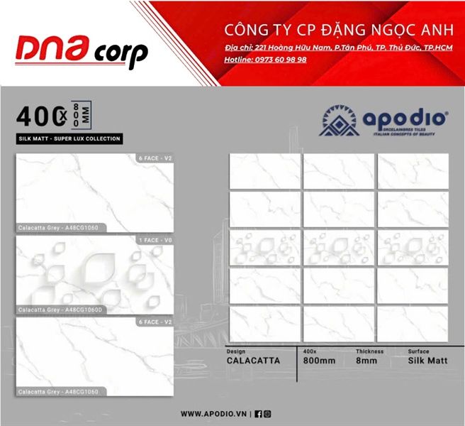 40x80 A48CG1060 Gạch ốp tường, lát sàn trắng khói