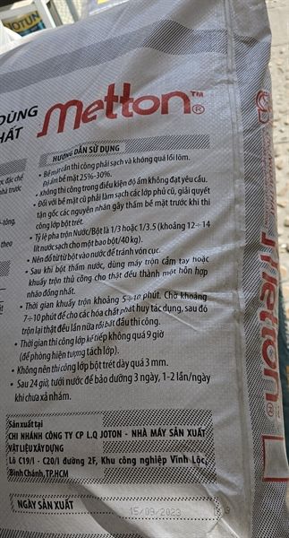 bột trét lẻ joton ngoài thất meton