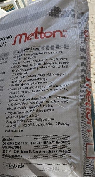 bột trét lẻ joton ngoài thất meton