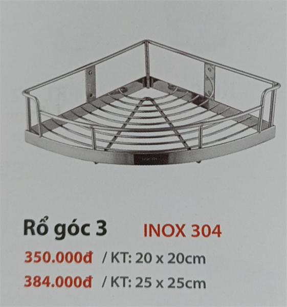 Rổ góc 3 inox 304