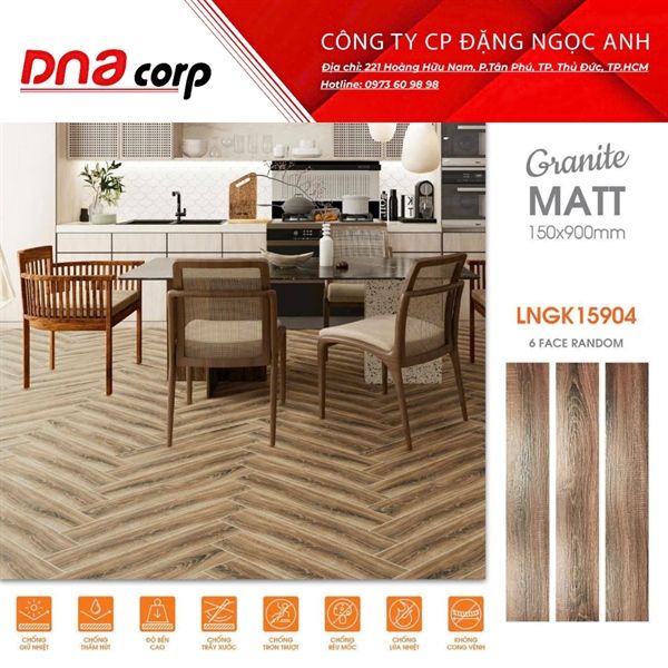 LNGK15904 Gạch ốp lát đá vân gỗ Viglacera 15×90 (T8v/1.08m)