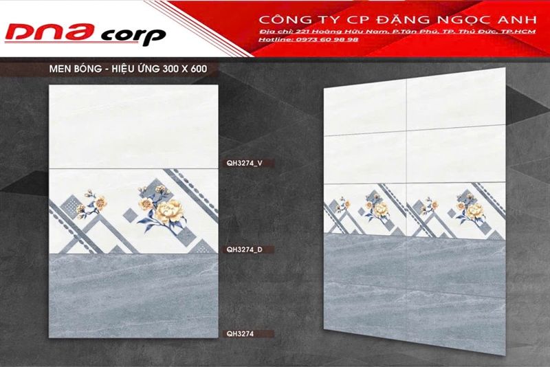30*60 QH3274D Gạch ốp tường men bóng Điểm (T=6V=1.08M)