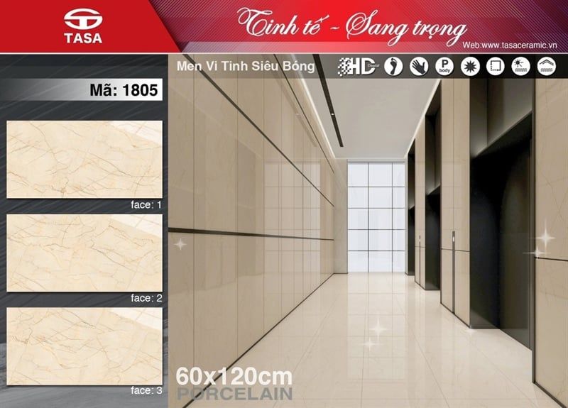 60*120 TSA1805 Gạch lát nền bóng kiếng 3 face ( T=2V=1.44M )