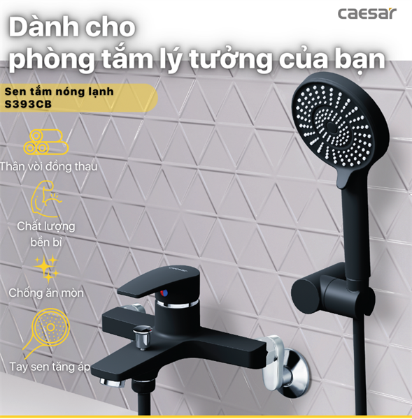 Củ sen Caesar NL S393CB - đen ( tay sen xi, 3 chế độ )
