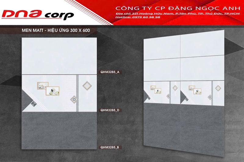 30*60 QHM3285D Gạch ốp tường men mờ Điểm (T=9V=1.62M)