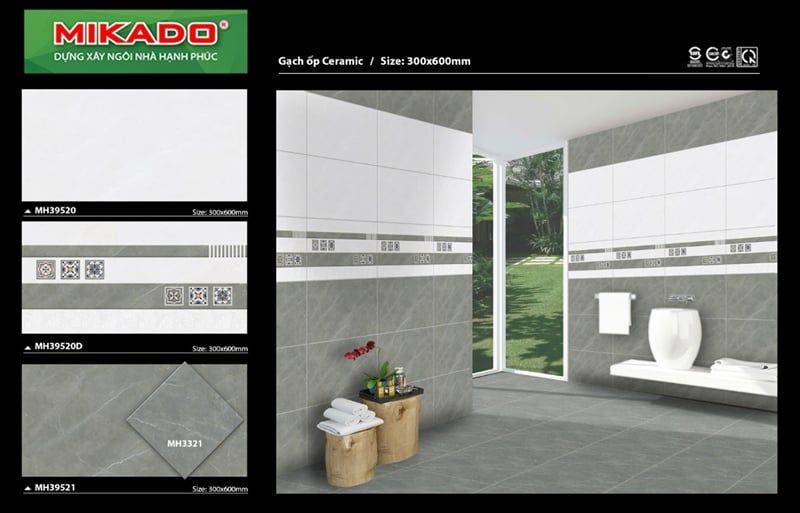 30*60 MH39521 Gạch ốp tường Đậm men bóng Mikado (T=8V=1.44M)