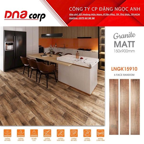 LNGK15910 Gạch ốp lát đá vân gỗ Viglacera 15×90 (T8v/1.08m)