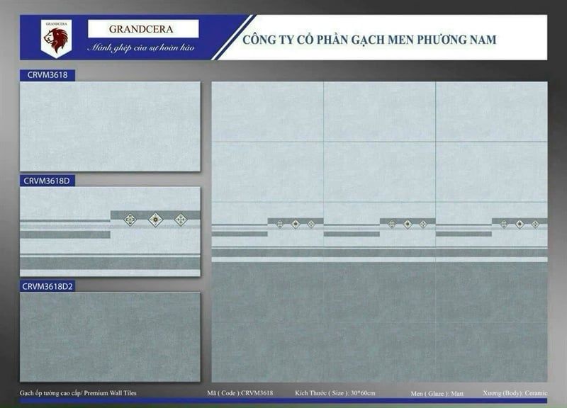 30*60 CRVM3618D Gạch men mờ ốp tường viên điểm ( T=8V=1.44M )