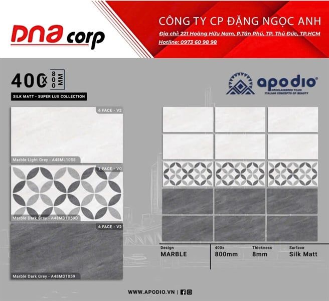 40x80 A48MD1058 Gạch ốp tường, lát sàn - nhạt