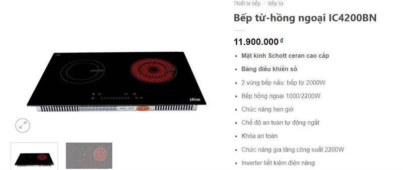 bếp từ & hồng ngoại IC4200BN ( tặng bộ nồi)