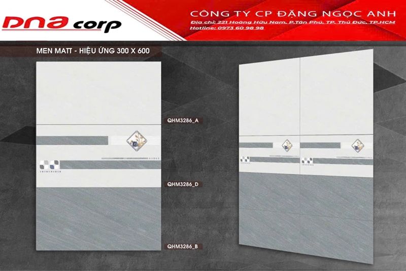 30*60 QHM3286A Gạch ốp tường men mờ Nhạt (T=9V=1.62M)