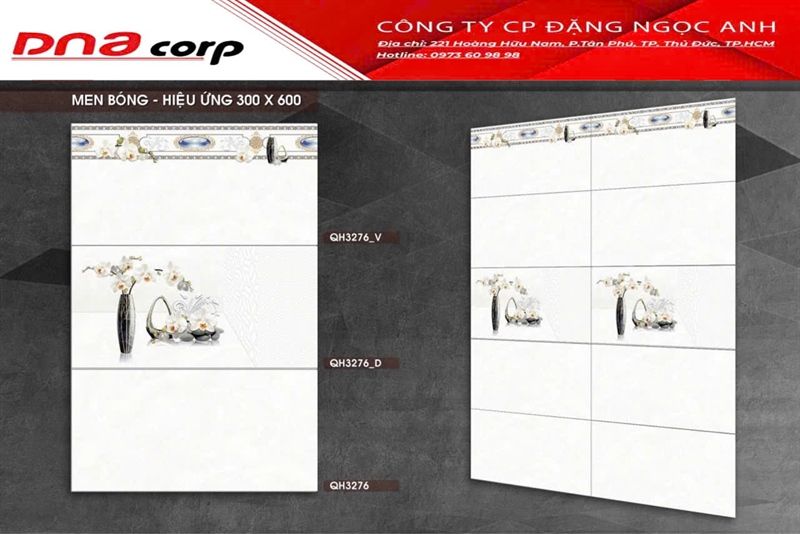 30*60 QH3276V Gạch ốp tường men bóng Viền (T=6V=1.08M)