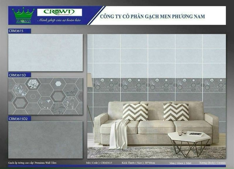30*60 CRM3615D2 Gạch men mờ ốp tường màu đậm ( T=8V=1.44M )