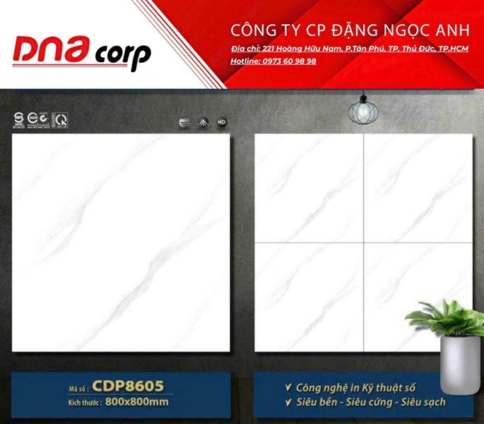 Gạch lát nền đá bán sứ CDP8605 Mikado 80*80 (T3v/1.92)