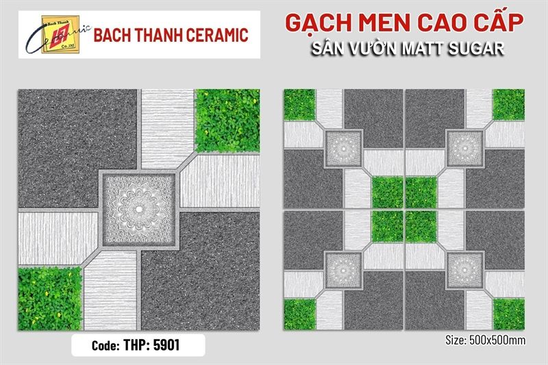 50*50 THP 5901 Gạch men sân vườn ( T=4V= 1M )