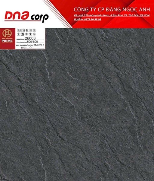 26003 Gạch lát nền đá nhám 60x60, Prime - dày 2cm (T2v/0.72m)