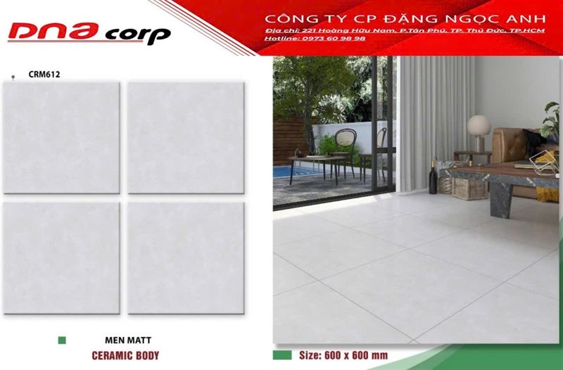 60*60 CRM612 Gạch lát nền men matt (T=4V=1.44M)