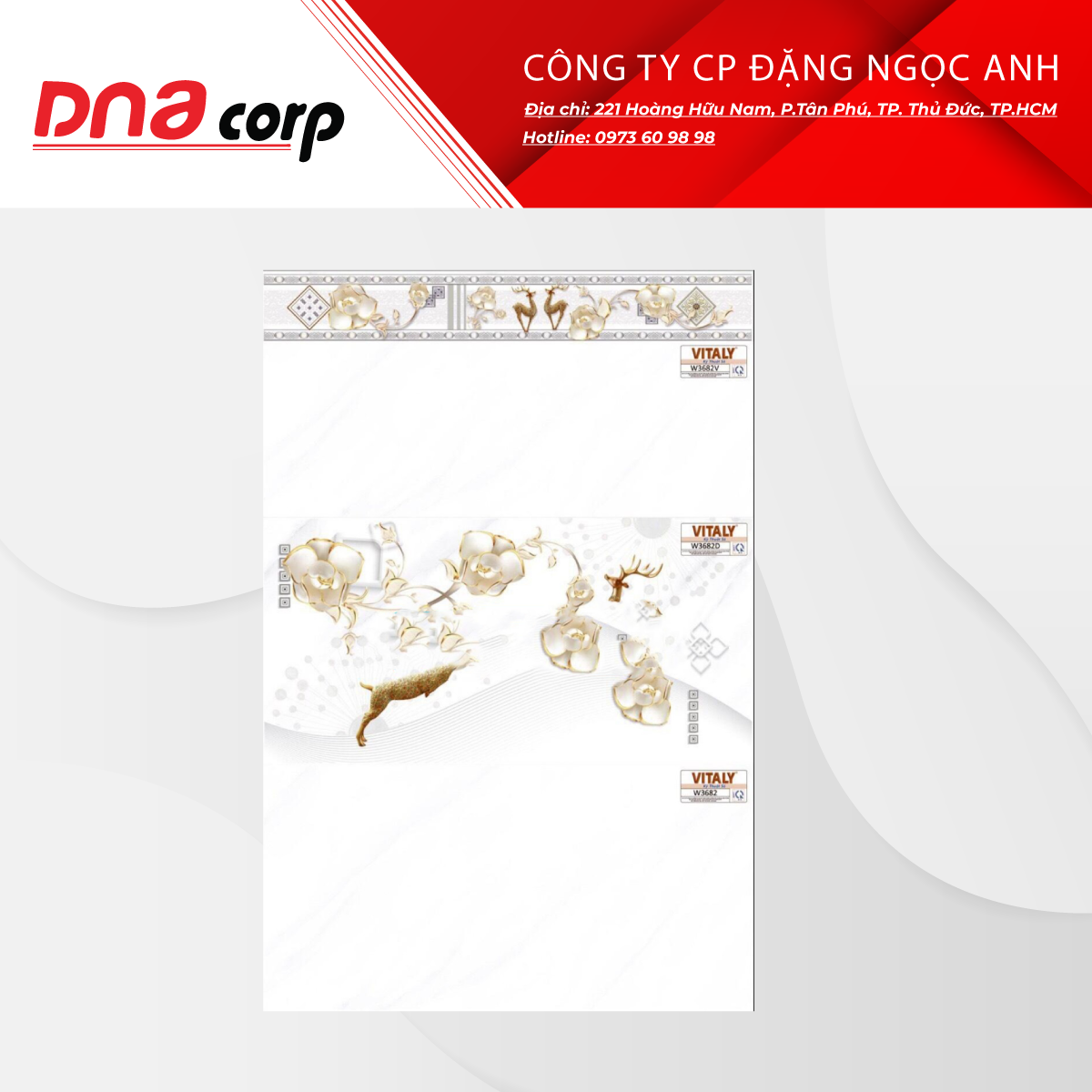 GẠCH ỐP TƯỜNG 30X60, KỸ THUẬT SỐ, MÀI CẠNH VITALY W3682