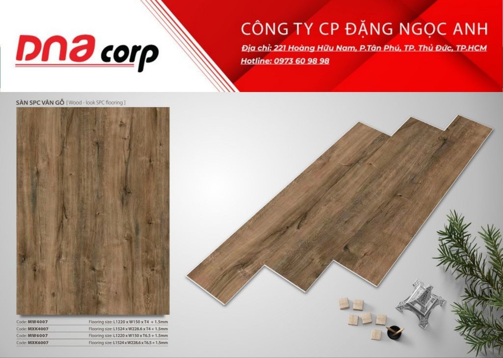 Sàn SPC vân gỗ MW4007 - MXK4007 - MW6007 - MXK6007