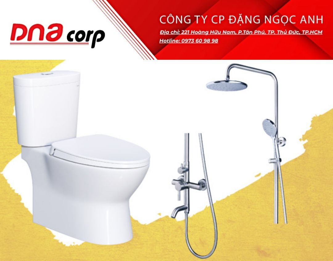 Bộ vòi sen đứng nóng lạnh + Bàn cầu 2 khối