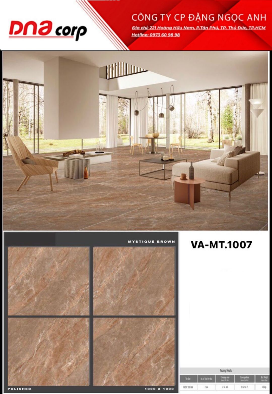 Gạch lát nền nhà 100*100 Ấn Độ VA-MT1007
