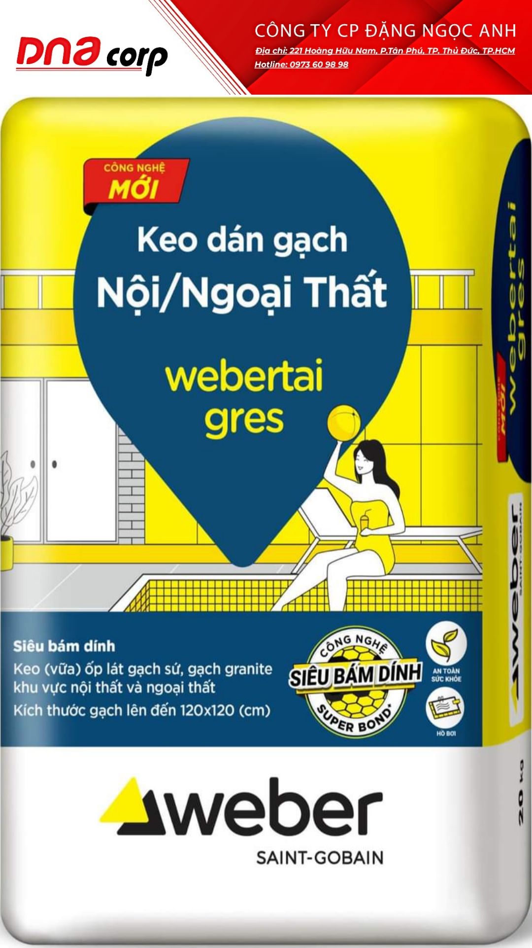  Keo dán gạch nội/ngoại thất  WEBER GRES 