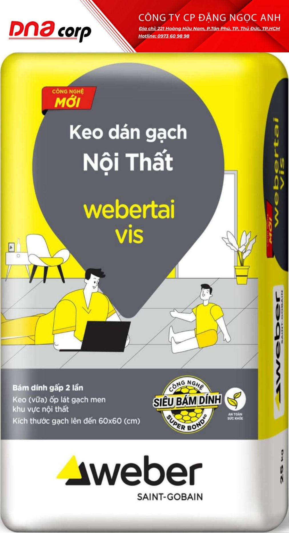 Keo dán gạch nội thất WEBERTAI VIS
