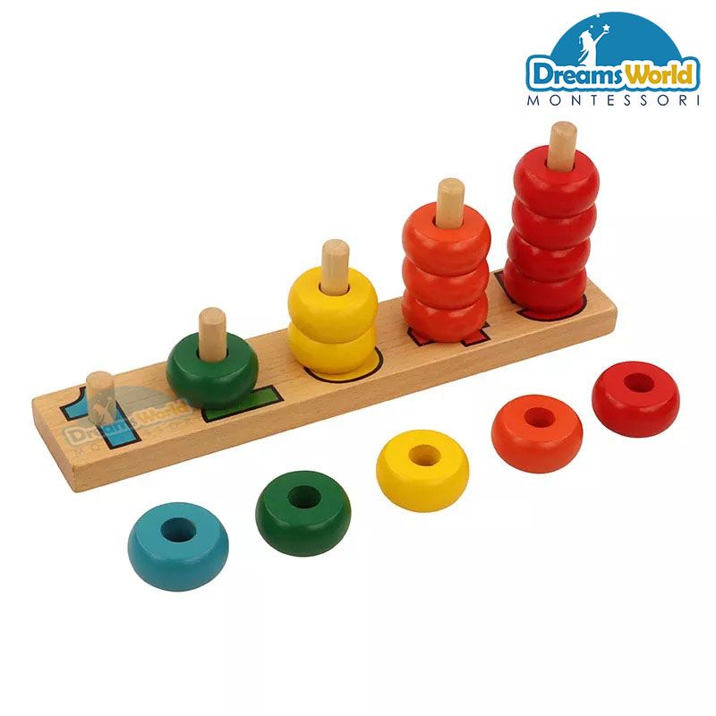 Giáo Cụ Montessori - Bộ tính Abacus - Wooden Counting Mathematics Abacus