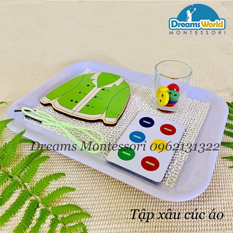 Giáo cụ Montessori - Tập xâu cúc áo - Practice threading buttons