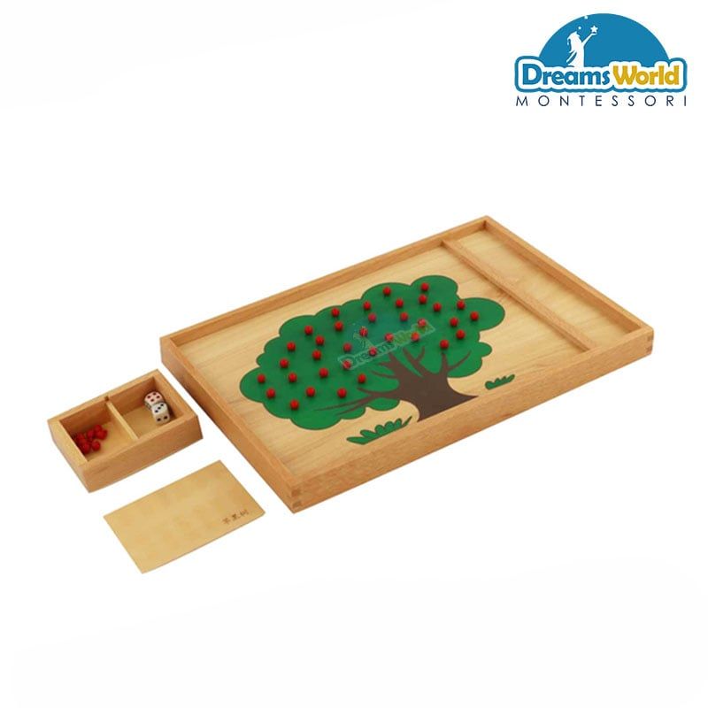Giáo Cụ Montessori - Bài tập đếm cây táo (Đỏ) - Apple counting tree exercise(Red)