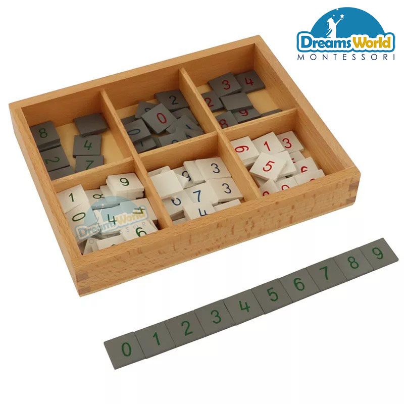 Giáo Cụ Montessori - Các số gạch dùng với bảng kiểm tra - Number Tiles