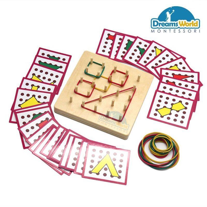 Giáo Cụ Montessori - Bảng Dây Chun - Geo Board with rubber string