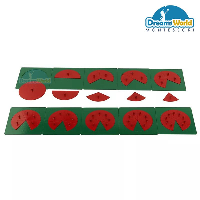Giáo Cụ Montessori - Khung phân số tròn không kệ - Metal Fraction Circles without Stands