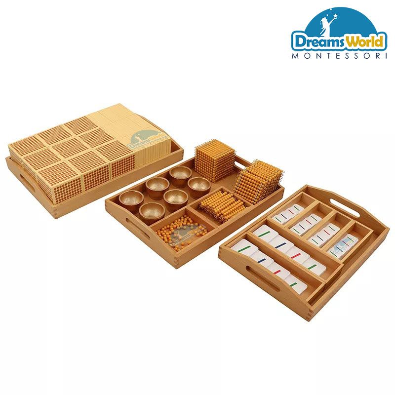 Giáo Cụ Montessori - Bộ sản phẩm dùng học hệ thống số thập phân - Golden Bead Material- Individual Beads Class