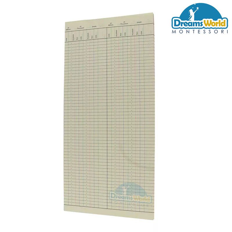 Giáo Cụ Montessori - Giấy cho khung hạt lớn - Paper for Large Bead Frame