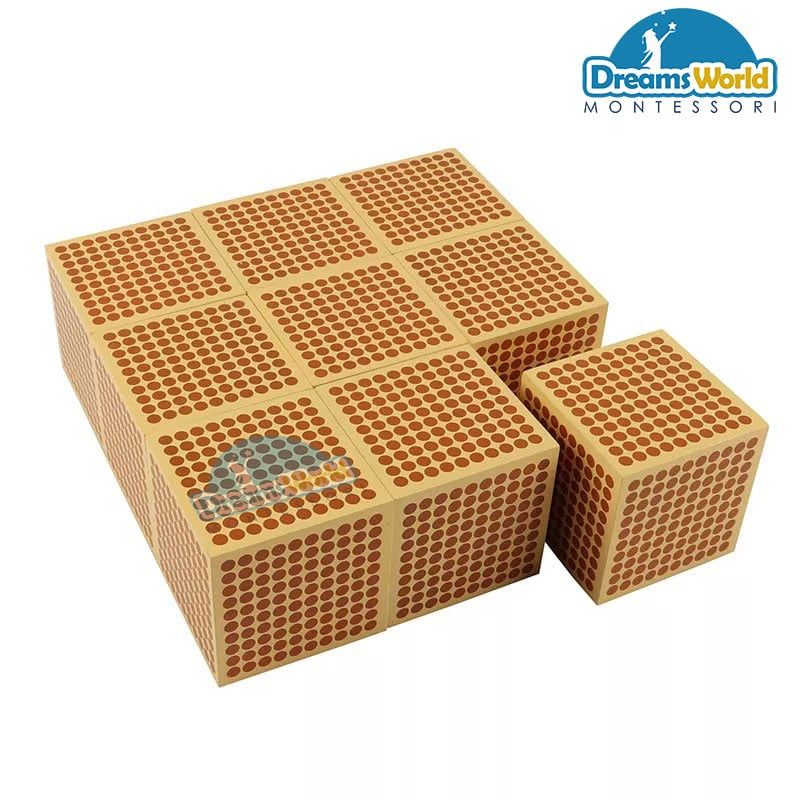 Giáo Cụ Montessori - 9 khối gỗ 1000 - 9 Wooden Thousand Cubes