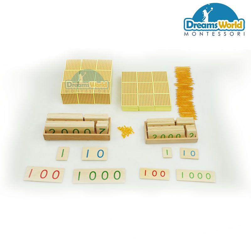 Giáo Cụ Montessori - Bộ sản phẩm dùng học hệ thống số thập phân 2 - Golden Bead Material- Individual Beads Class 2