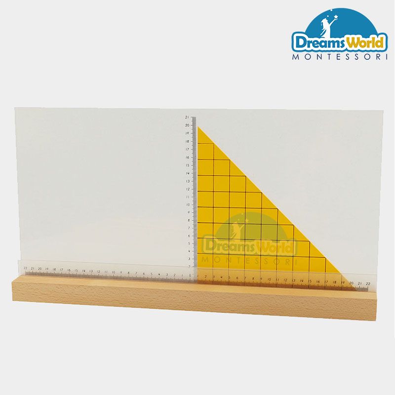 Giáo Cụ Montessori - Thước đứng đo chiều cao của các tam giác màu vàng - Stand for Height