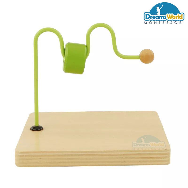 Giáo Cụ Montessori - Luồn hạt qua thanh ngang lượn sóng có chốt - Horizontal Dowel Variation - Serpentine