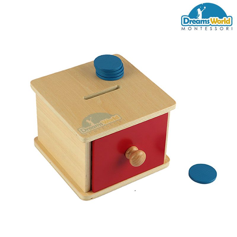 Giáo Cụ Montessori - Trò chơi thả các đồng tiền vào hộp có lỗ - Imbucare Box with Ball