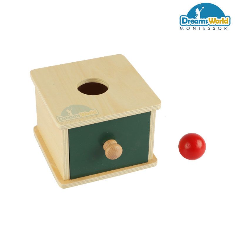 Giáo Cụ Montessori - Trò chơi thả quả bóng vào hộp có lỗ - Imbucare Box w/ Ball