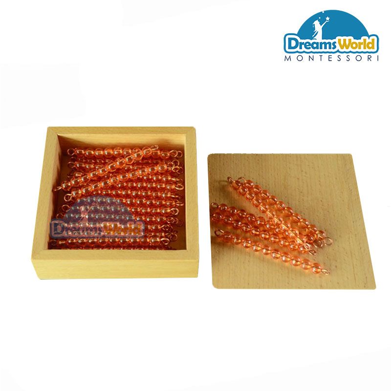 Giáo Cụ Montessori - 45 dây cườm 10 với hộp - 45 Golden Bead Bars of 10 with box