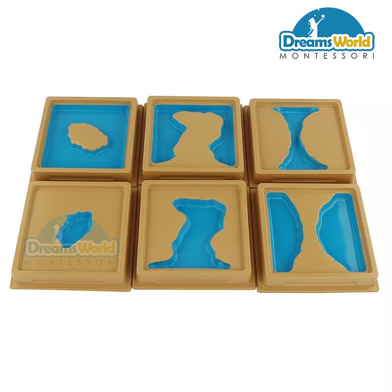 Giáo Cụ Montessori - Khay đựng mẫu đất và nước: bộ 1 - Land and Water Form Trays:Set 1