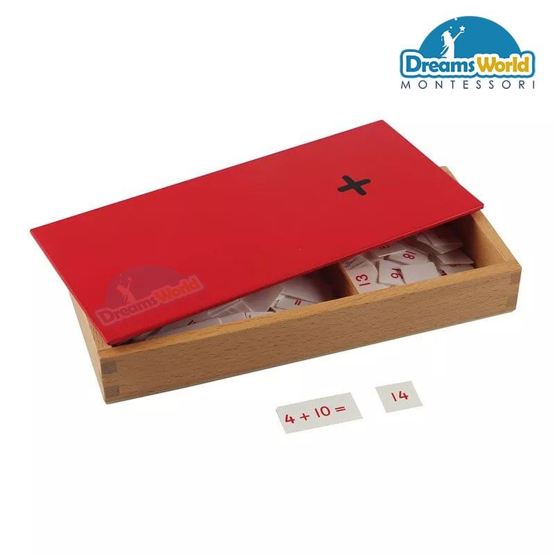 Giáo Cụ Montessori - Hộp phép tính cộng với bộ thẻ điều khiển bằng gỗ - PVC Addition Equations And Sum Box