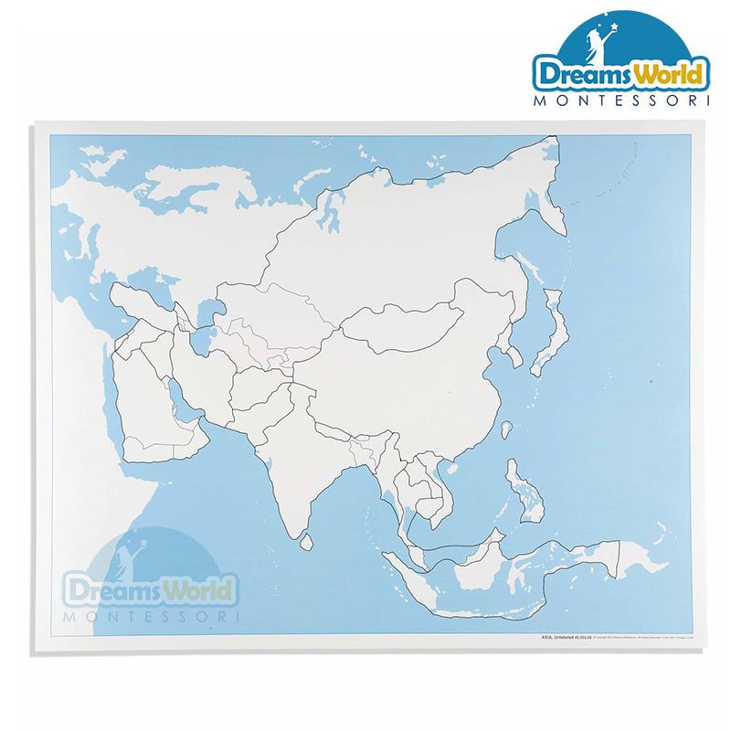 Giáo Cụ Montessori - Bản đồ Châu Á ( không nhãn) - Asia Control Map: Unlabeled