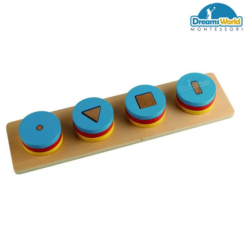 Giáo Cụ Montessori - Khối xây dựng đồ họa cơ bản của bốn vòng tròn - Basic graphical building blocks of four-circle